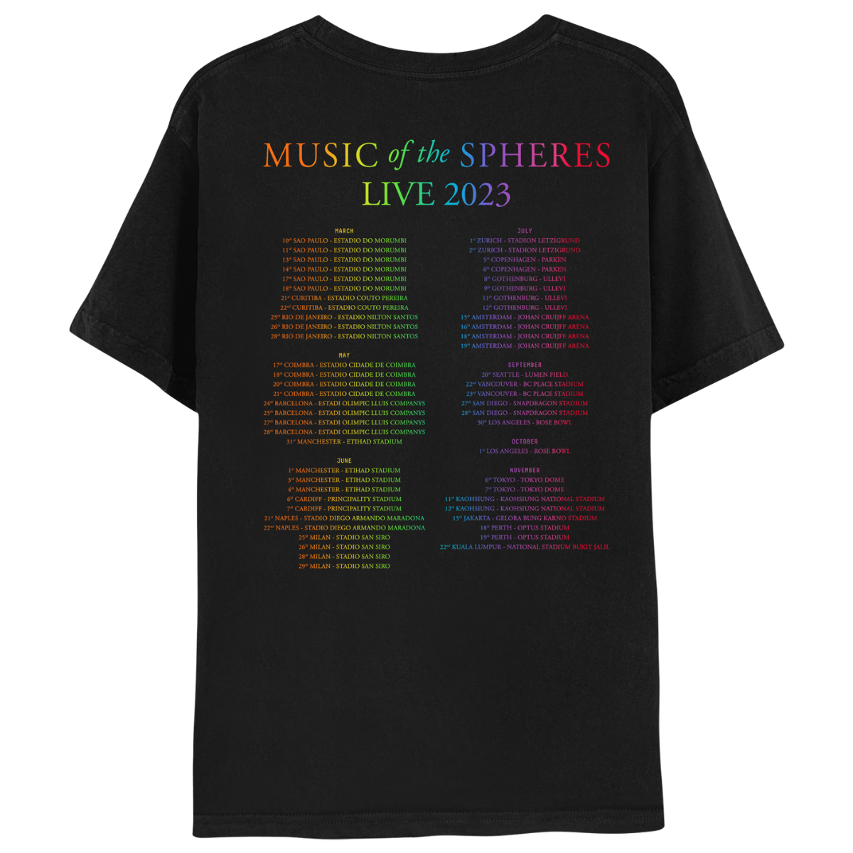 2023 Music Of The Spheres Tour Tee  - Black