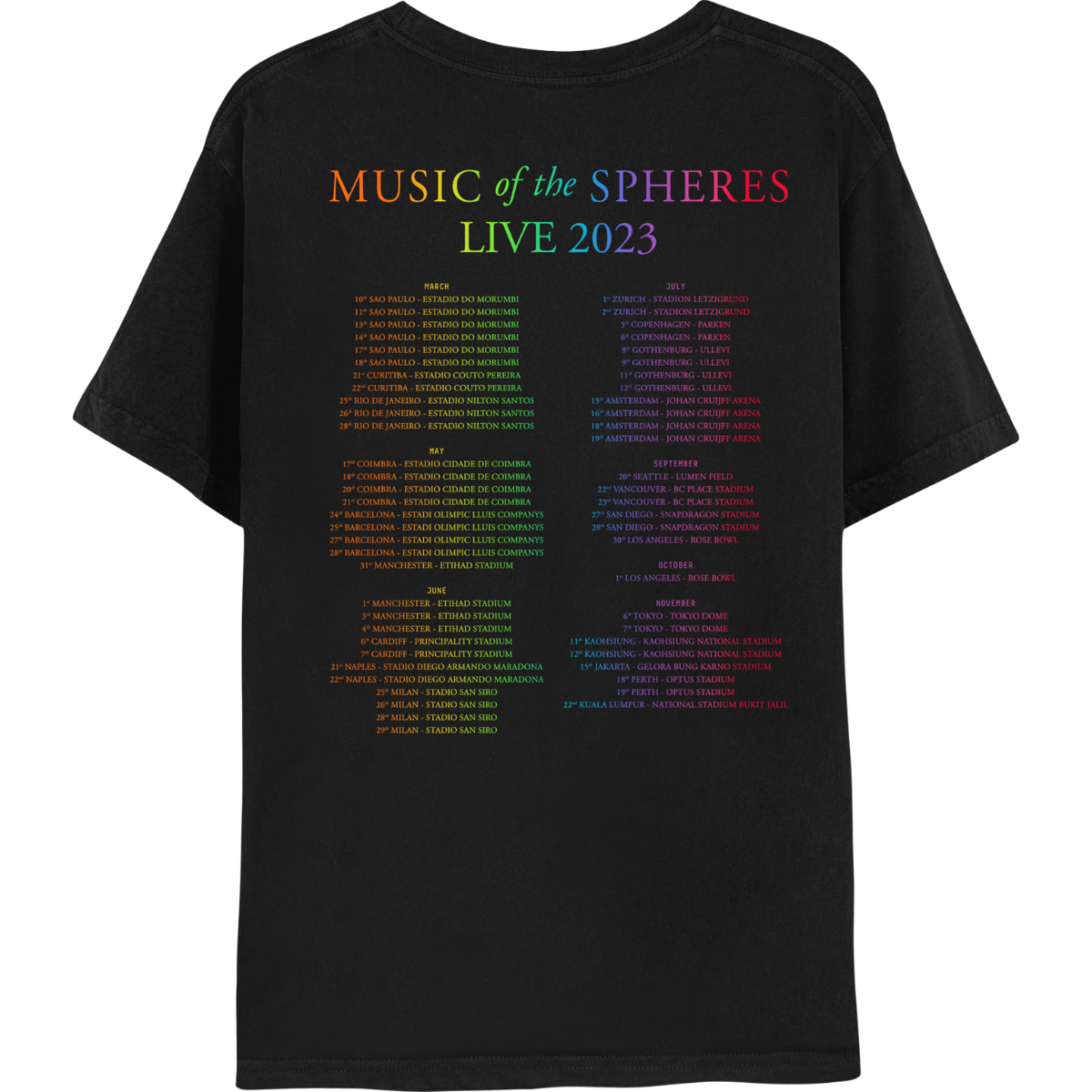 TOKYO NOVEMBER MUSIC OF THE SPHERES Limited Edition TOUR TEE