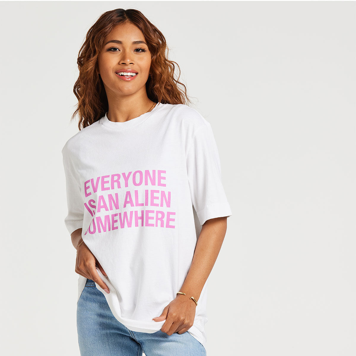 Everyone Is An Alien Somewhere Tee - White