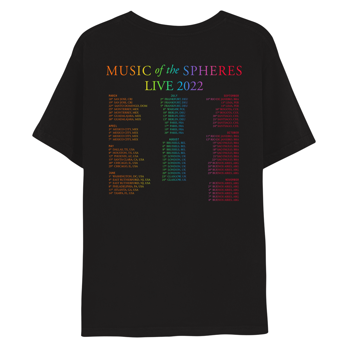 Frankfurt Jul 2 Music Of The Spheres Limited Edition 2022 Tour Tee